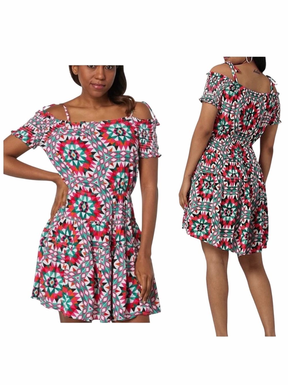 NWT! WRANGLER RETRO KALEIDOSCOPE TIE SHOULDER MULTICOLOR DRESS. Size Small.